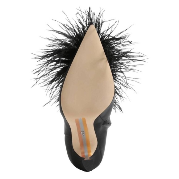 Sam Edelman Black Feathered Heeled Boots Sz 9 - Picture 7 of 16